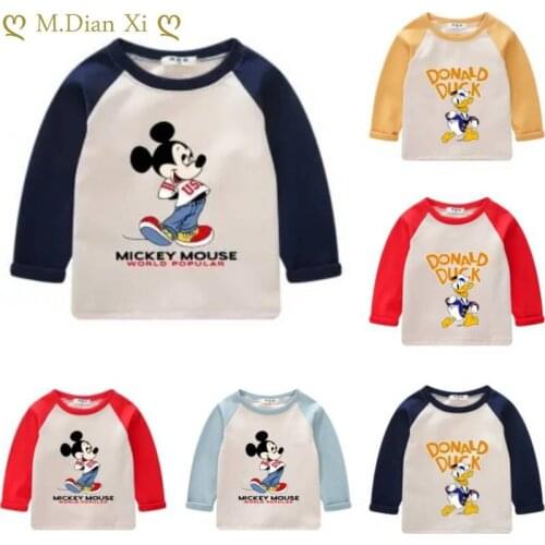 New Arrival Cartoon Mickey Boys Cotton Long Sleeve T-shirt Autumn Childrens Clothing Tops Boys and Girls Long Sleeve Tops