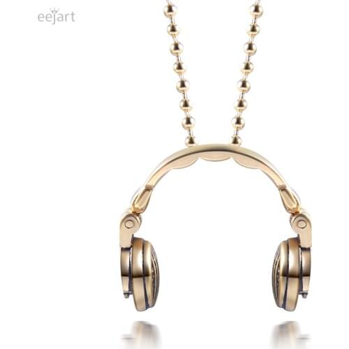 Stainless Steel Headphones Necklace for Men & Women Music Headphones Pendant Necklace Christmas present