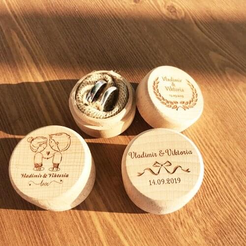 Personalized Couple Rustic Wedding Wood Ring Box Holder Custom Your Names and Date Wedding Ring Bearer Box with boy and girl