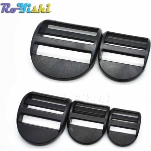 100pcs/pack Plastic Ladder Lock Slider Buckles Backpack Straps Black Webbing 20mm 25mm 32mm 38mm 50mm
