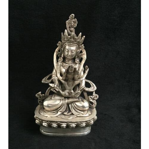 Tibetan Buddhist Tantric YAB Yum old silver Happy Buddha love Nepal Tibetan Silver Buddha