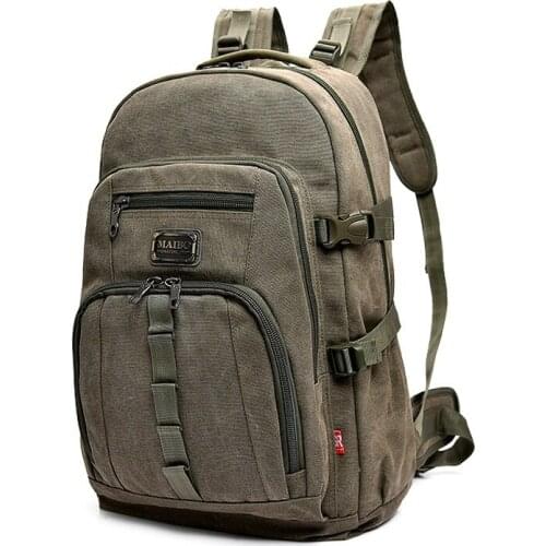 35L Casual Canvas Handbag Mens Large Capacity Outdoor Trekking Hiking Backpack Mens Travel Packsack Hunting Camp Shoulders Bag