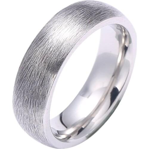 Silver Color Simple Brushed Men Rings Women Never Fade Stainless Steel Finger Jewelry Party Ring Birthday Christmas Gift JZ0012