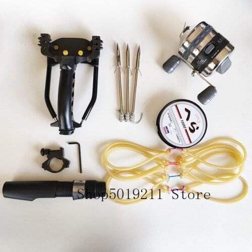 Big Power Rubber Band Slingshot Fish Shooting Alloy Slingshot Set Slingshot Professional Fast Bow Outdoor Special for Hunting