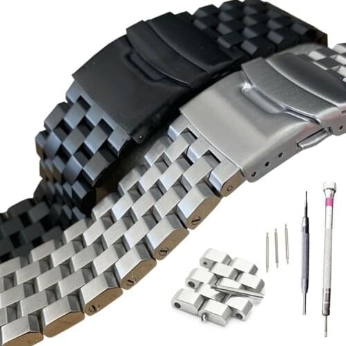 Luxury 18/20/22/24/26mm Solid Stainless Steel Watch Band Folding Clasp Safety Watches Strap Screw Bracelet Replacement