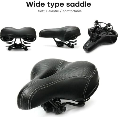 Bicycle Saddle Wide MTB Bike Seat Big Bum Soft Comfort Cushion Pads Bike Accessories Sprung Thickened Foaming Soft Rubber