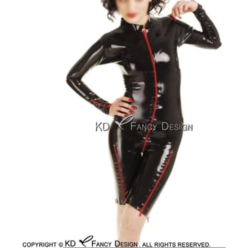Black Sexy Latex Catsuit With Zipper At Front And Around Legs Rubber Body Suit Bodysuit Zentai Overall Cat Suit LTY-0238