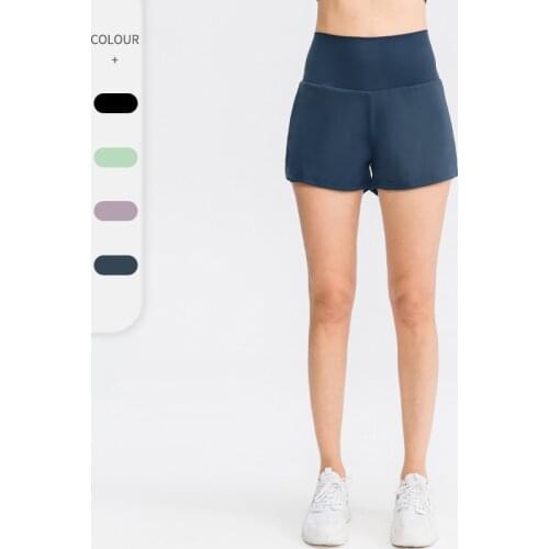 Pocket Yoga Shorts Spring Summer Women Nylon Ice Quick-Drying Fitness Running Loose Tennis Sports Shorts