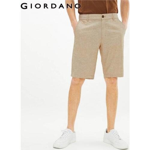 Giordano Men Shorts Linen-cotton Low Rise Summer Shorts Elastic Waistband Mulit Pocket Moisture Absorbing Casual Pants 01101340