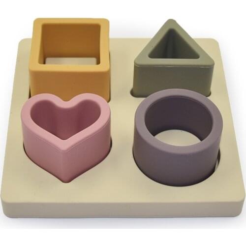 Silicone Shape Sorter BPA Free Geometric Shape Heart Circle Colorful Sorting Educational Stacking Toys