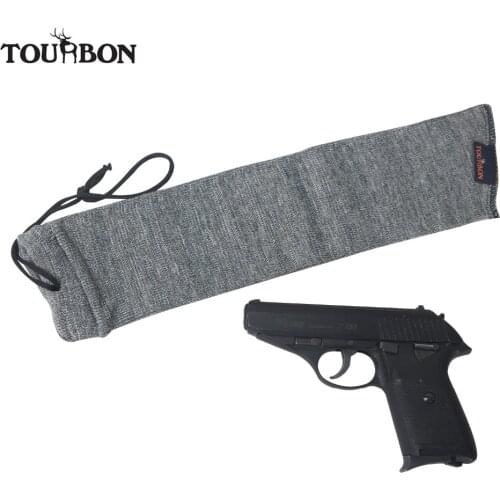 Tourbon Tactical Silicone Treated Knit Pistol Gun Firearm Socks Gun Protector Grey for Shooting 38.5cm