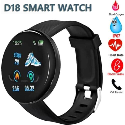 D18 Smart Watch Fitness Tracker Watchproof Sport Digital Wristwatch with Heart Reate Blood Pressure Calories Pedometer Monitor