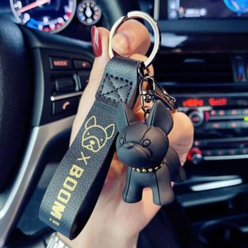 Stain-resistant Lightweight Scentless Resin French Bulldog Key Chain Charm for Car Key