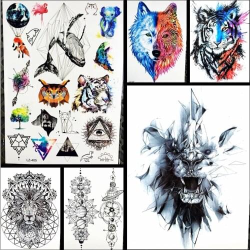 21x15CM Creative Lion Temporary Tattoo Sticker Men Waterproof Body ARm Tattoo Tiger Fake Flash Tattoo Leopard Women Henna Tatoo