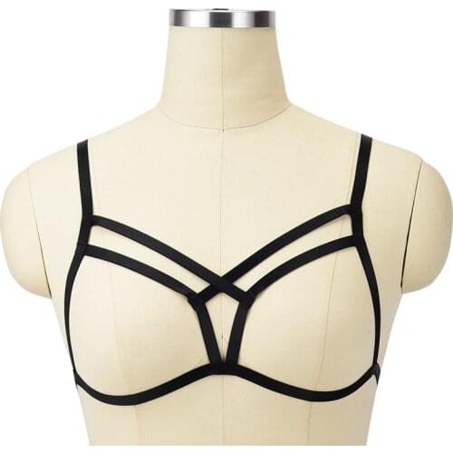 Wasteheart Body Cage Harness Bra Black Belt Lingerie Elastic Strappy Tops Bondage Fetish Exotic Club Party Burlesque Harness