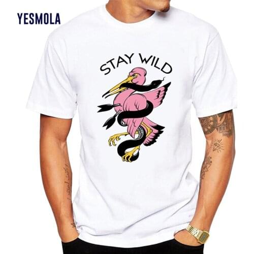 YESMOLA Vulture Design T Shirt Custom Design Cotton for Men T-shirt Summer Tops Stay Wild O-neck Men Women Casual Cotton Tees