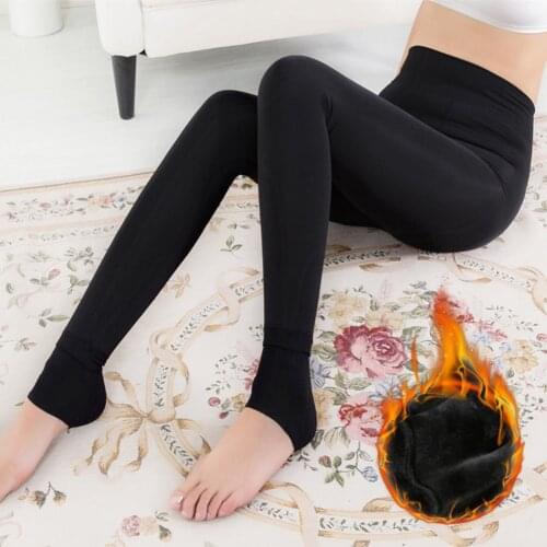 Warm Womens Plus Velvet Winter Leggings Ankle-Length Keep Warm Solid Pants High Waist One Size Women Leggings