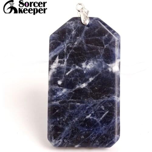 Women & Men Fashion Jewelry Pendants Necklaces With Chain Wholesale Blue Sodalite Beads Quartz Stone Colares Femininos BC346