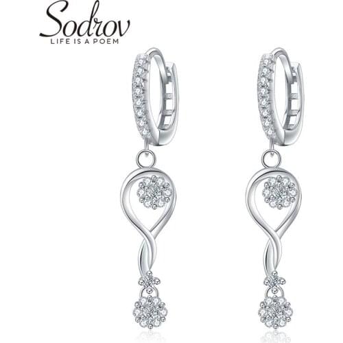 Sodrov Classic 925 Sterling Silver Drop Earrings for Women Silver Jewelry Gift Earings