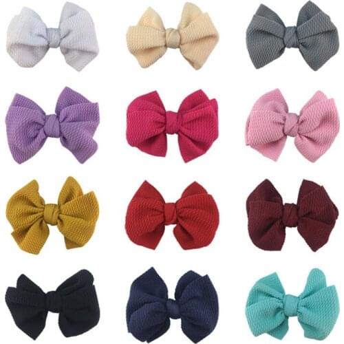 10pcs/lot Seersucker Waffle Hair Bow For Kid Headband Fabric Barerres Hair Clip DIY Girls Headwear