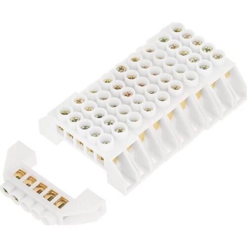 10 Pieces of 5-Hole Bridge Type Design Zero Line Bar Terminal Block Connector with M4 Screw Brass Terminal