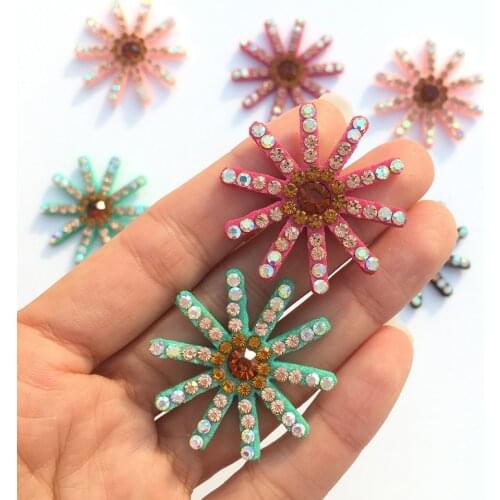 20pcs 3.5cm Color Flowers Diamond Rhinestone Bow Patch Hair Clip Accessories Clothing cheap clothes DIY sequin applique