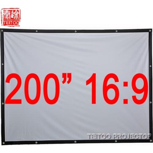 200 Inches 16:9 White Canvas Fabric Fast Fold Portable Projection Screen for HD LED DLP Movie Projectors, Cortinas Pelicula Film