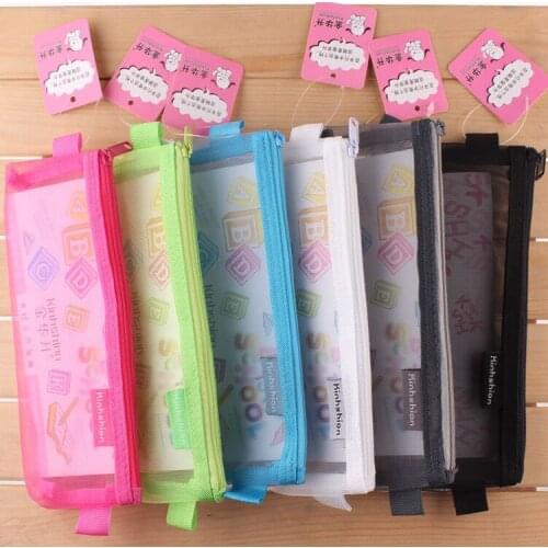 4PCS/LOT Portable Student Examination Stationery Storage Bag Durable Translucent Pencil Bags with Zipper School Supplies A6-04