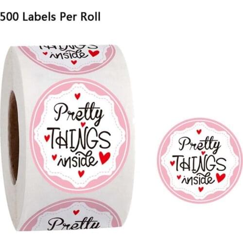 500pcs/roll Pink DIY Thank You For Your Order Stickers Wedding Handmade with Love Round Seal Labels Scrapbooking Package