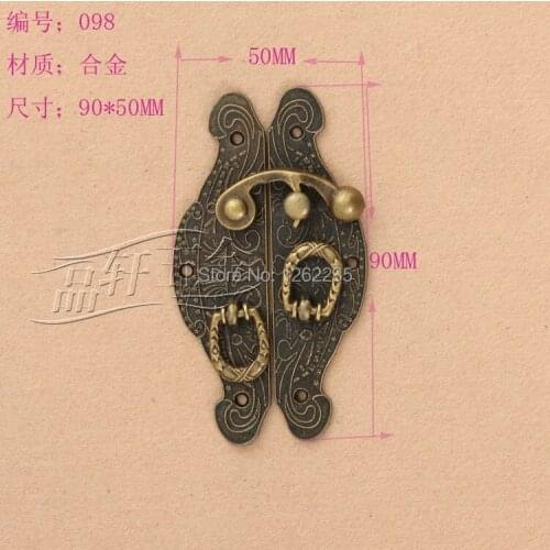 90 * 50mm Antique alloy box buckle Jewelry boxes decorated buckle Antique furniture lock Wholesale