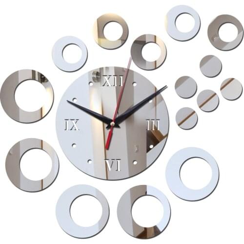 Hot sale limited acrylic mirror 3d diy wall clock clocks modern still life design quartz watches living room wall sticker