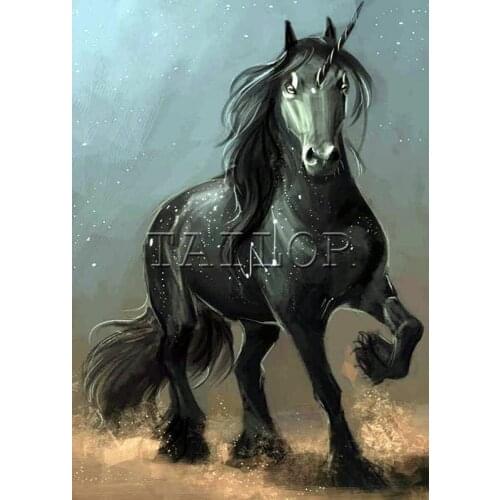 5d diamond painting kit complet embroidery Cross stitch dirll drawing full square cuadros mosaic landscape horse Black unicorn 1
