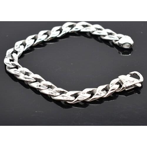 AMUMIU 21cm*11mm Top Quality 316L Stainless Steel Chain Link Bracelet Hot Biker Punk Fashion Gift Design Bracelet HZB117