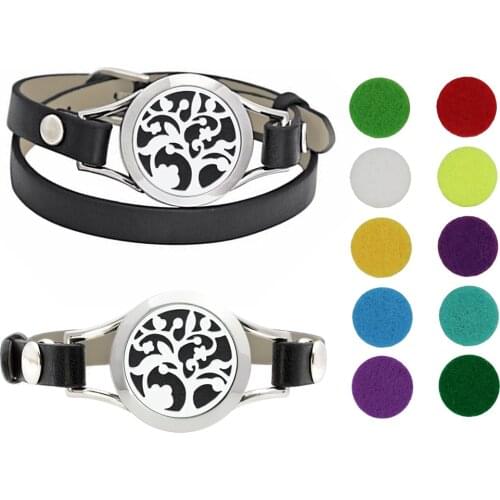Wrap Bracelet Aroma Diffuser Adjustable Essential Oil Aromatherapy Bracelet For Women 25mm Stainless Steel Jewelry Making Gift