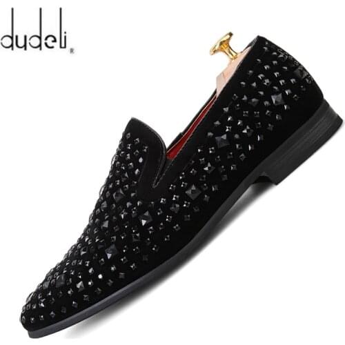 Black Spikes Party Flats New Brand Mens Loafers Luxury Shoes Denim And Metal Sequins High Quality Casual Shoes Men Oxfords