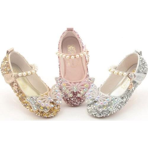 Childrens Shoes Girls Shoes Princess Childrens Shoes Girls Leisure Shining Childrens High Heels Womens Shoes Bow