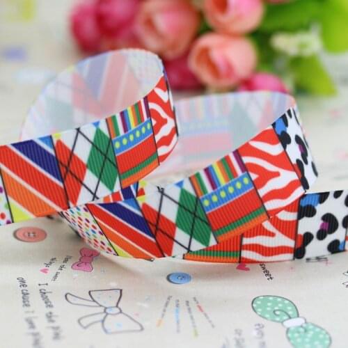 DHK 7/8'' 5yards geometric pattern printed grosgrain ribbon hair bow diy party decoration OEM Wholesale 22mm E868