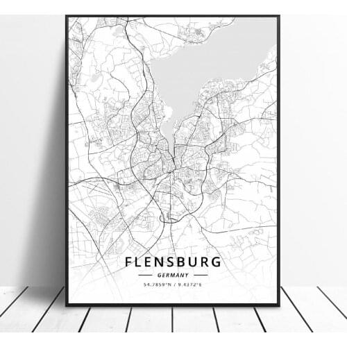 Flensburg Wilhelmshaven Dortmund Mannheim Wiesbaden Germany Canvas Art Map Poster