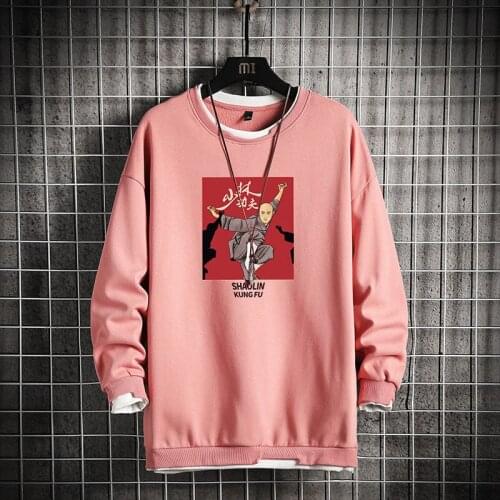 GlacialWhale Spring Crewneck Sweatshirt Men Fake two piece design Harajuku Hip Hop Oversized Cute Pink Hoodie Men Sweatshirts
