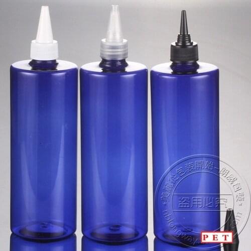 500ml blue PET statuesque bottle, emulsion bottle,seasoning solvent bottle clear PET plastic dropper bottle with flat shoulder
