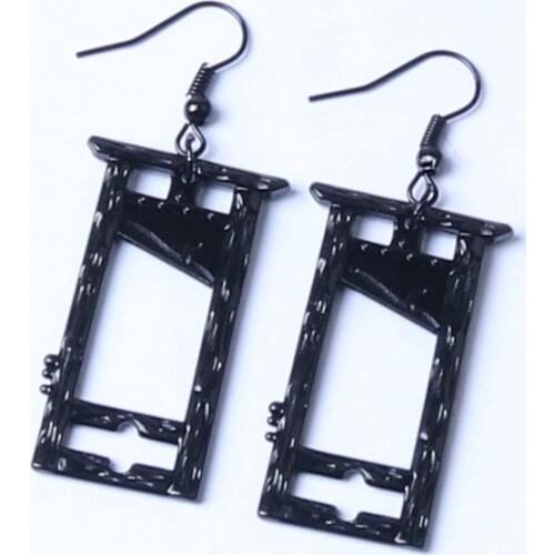 Gothic Guillotine Earrings, Black, Gothic Personalizeds Earring Gift, Witch Ladies Exquisite Earrings