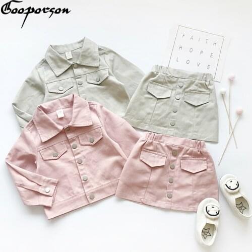 Toddler Girls Clothes Set Long Sleeve Solid Jacket with Pencil Skirt Sweet Fashion Baby Girl Autumn Clothing Sets Children wear