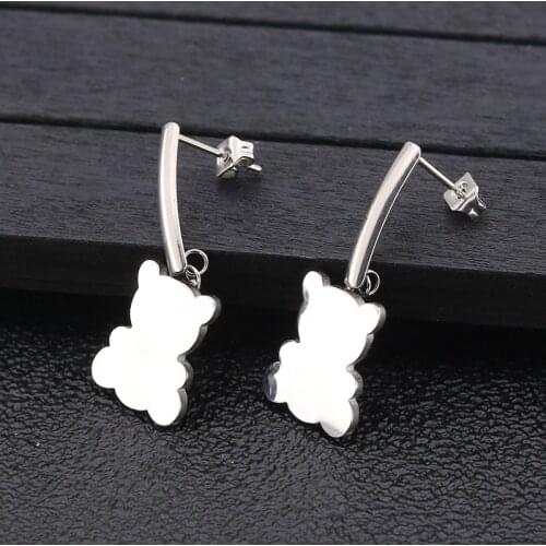 Innopes cute animal bear stud earring for women gold Steel personality stud earring female fashion jewelry Statement party gift
