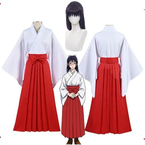 Jujutsu Kaisen Costume Iori Utahime Cosplay Kimono Dress Adult Woman Tops Red Skirt Halloween Party Outfits Wig