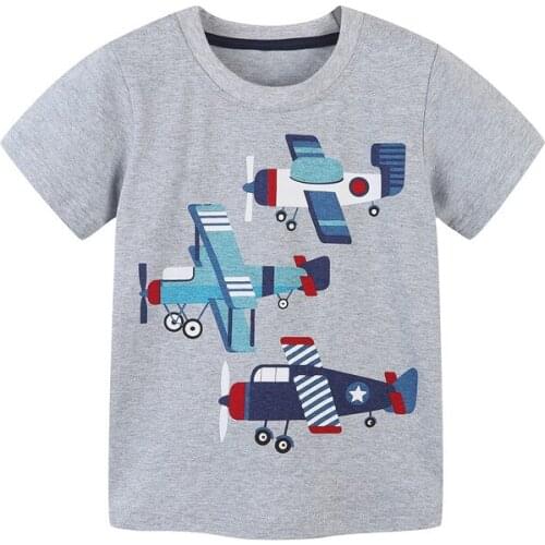 Jumping Meters Summer Boys T shirts With Cartoon Cars Print Fashion Childrens Tees Cotton Kids Tops Baby Clothing