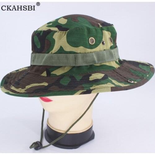 CKAHSBI Unisex Summer Foldable Bucket Hat Women Outdoor Sunscreen Cotton Fishing Hunting Cap Men Camo Camouflage Printing Caps
