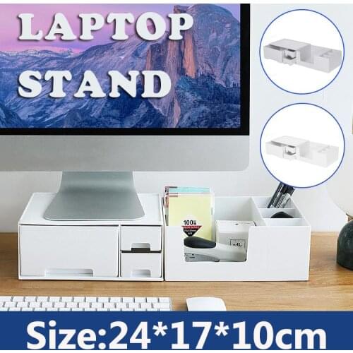 Multifunction Computer Monitor Stand Riser Desktop Holder Bracket with Drawer Storage Box Organizer for Home Office Laptop PC