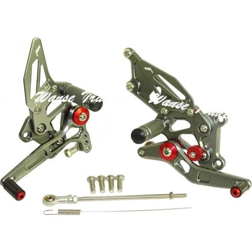 Motorcycle CNC Adjustable Rider Rear Sets Rearset Footrest Foot Rest Pegs Gray For Kawasaki Ninja 250R EX250 2008 2009 2010-2012