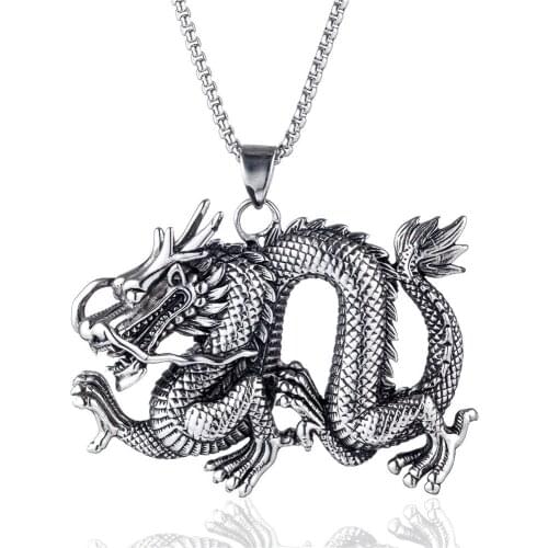 Mens Domineering Stainless Steel Dragon Necklace Pendant Motorcycle Party Personality Necklace Hip Hop Jewelry for Men