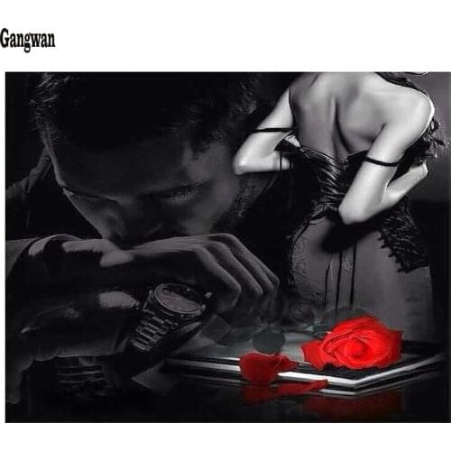 DIY 3D Diamond painting Full Square Diamond embroidery Cross stitch couple love man woman Full Round Diamond mosaic black white